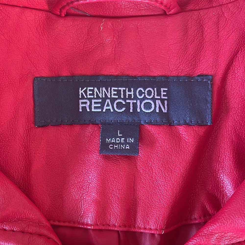 Kenneth Cole reaction red vegan jacket size large red hardware - Picture 7 of 12